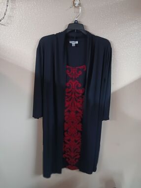 Dressbarn Black and Red Dress with Cardigan Size 18